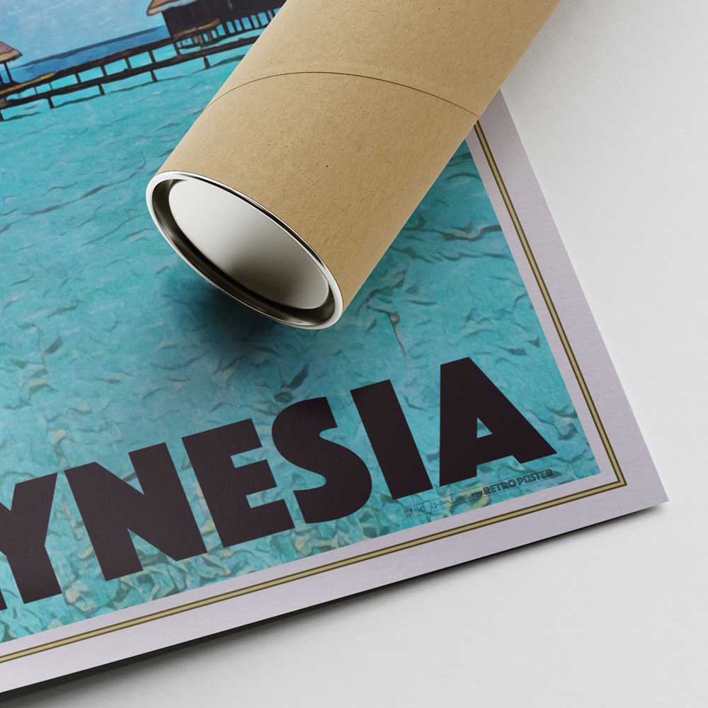 Signed corner of the Bora Bora poster and shipping tube