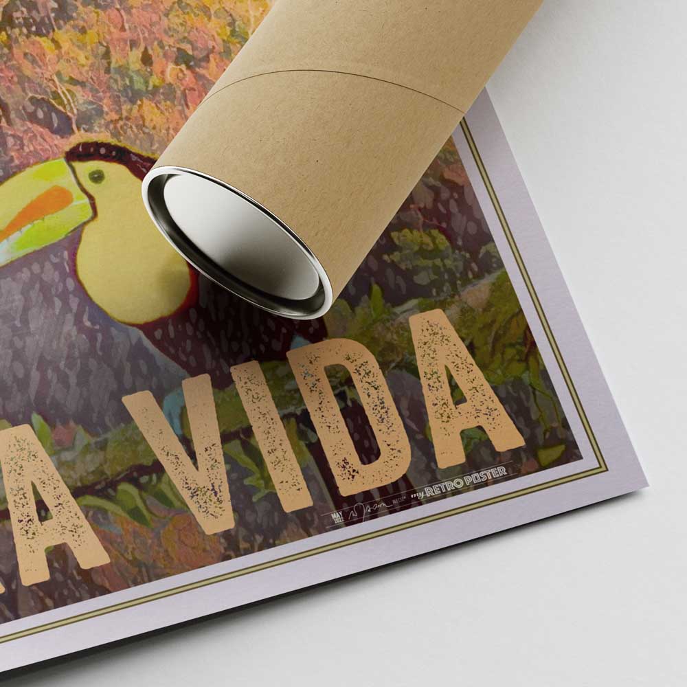 Alecse Signature on 'Pura Vida Birds' Costa Rica Poster with Eco-friendly Shipping Tube