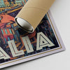 Lower right corner of Florence Italy travel poster with Alecse’s signature and a shipping tube in carton.