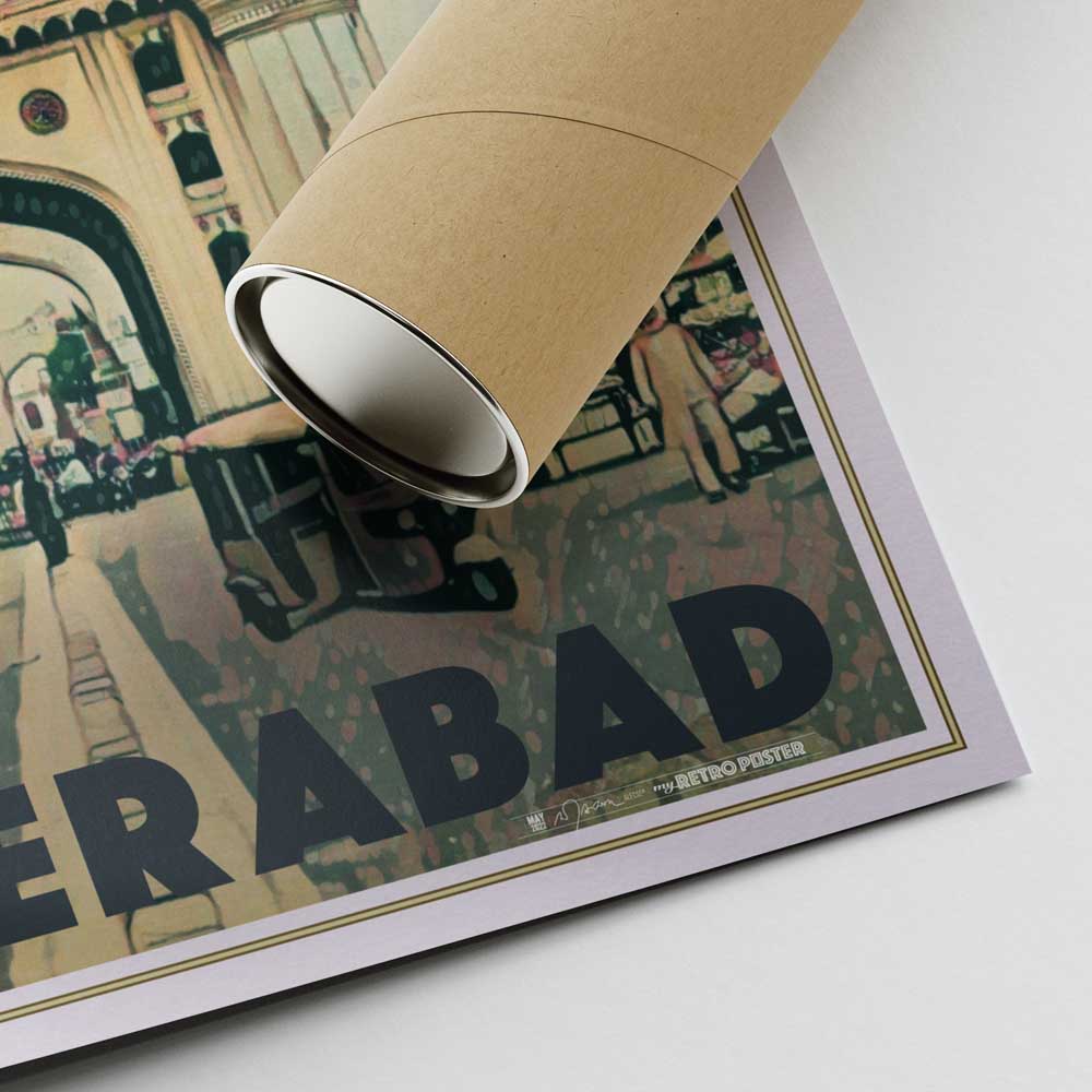 Alecse's signature on Charminar Travel Poster with eco-friendly shipping tube