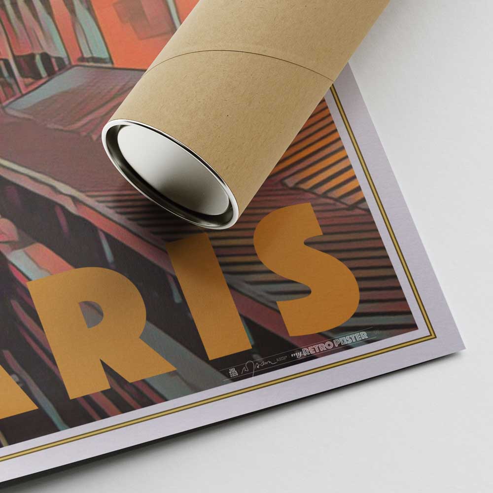 Artist Alecse's signature on the 'Metro Passy' Poster with iconic Paris metro imagery