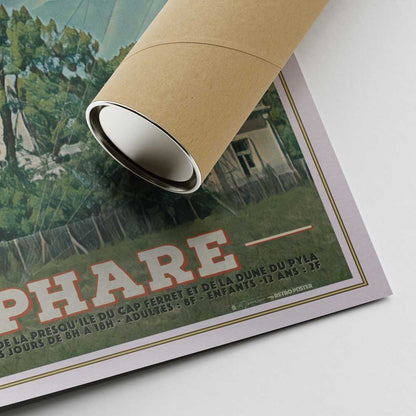 Signature of Alecse on Cap Ferret Lighthouse Poster with Shipping Tube - Authentic French Art