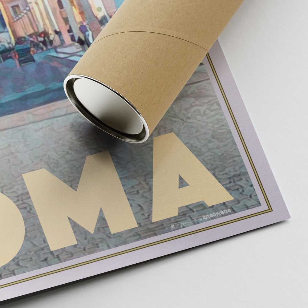 Alecse's signature on the 'Urbs Aeterna' Rome Print with a cardboard shipping tube