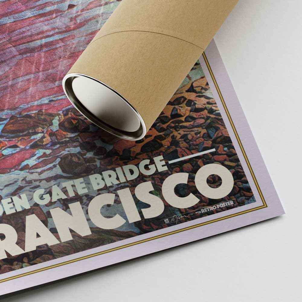 Alecse's autograph on Golden Gate Bridge Poster with eco-friendly cylindrical shipping package