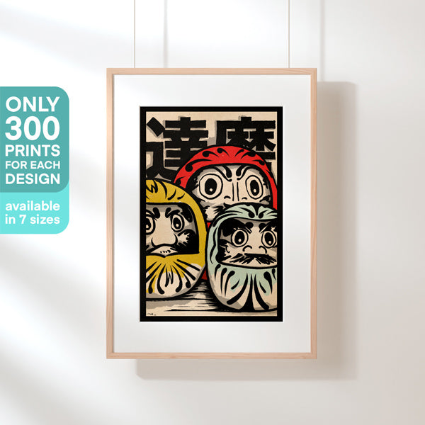 Poster mit Augen von Daruma-Puppen