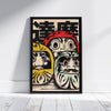 Poster mit Augen von Daruma-Puppen