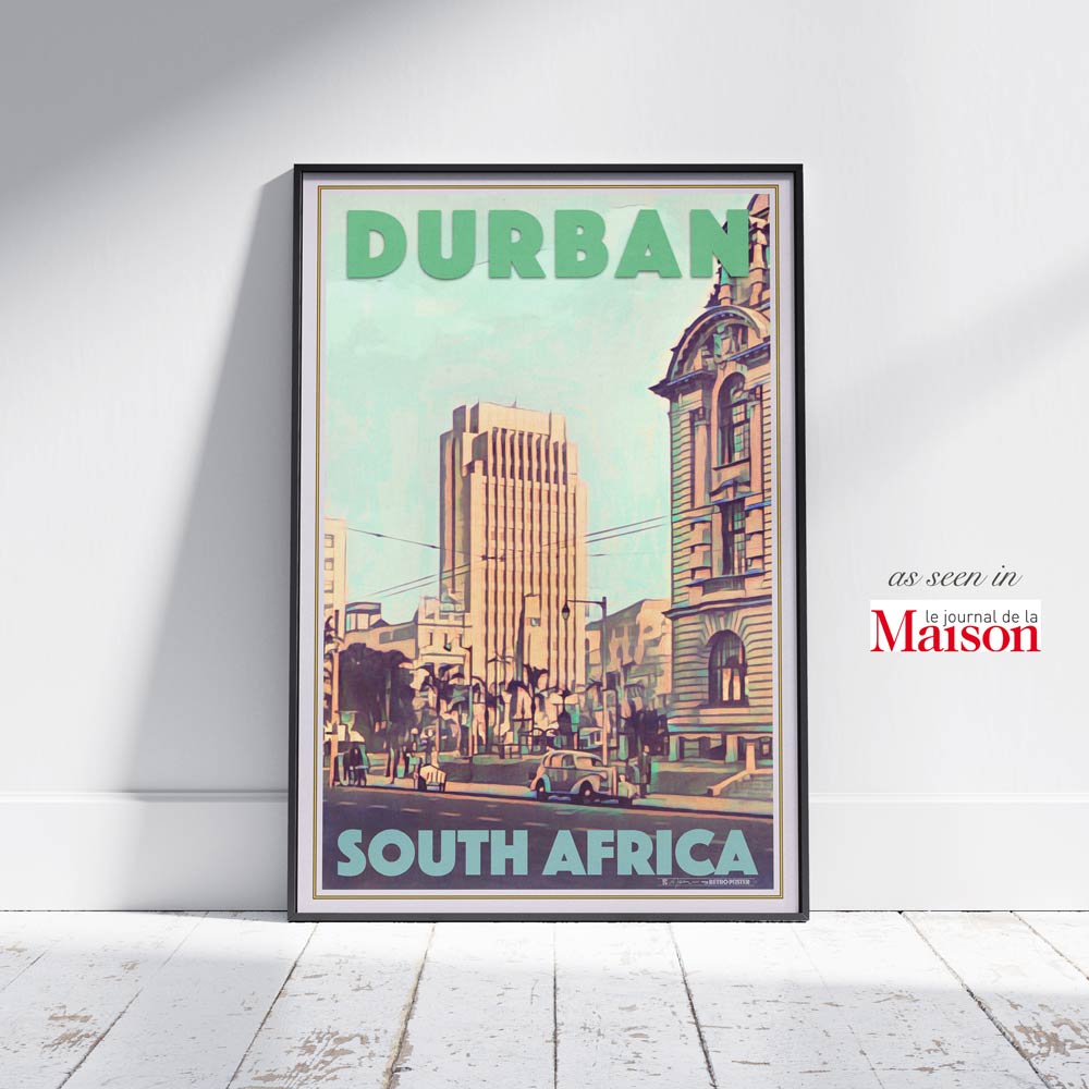 Durban Poster Street, Afrique du Sud Affiche de voyage vintage par Alecse™