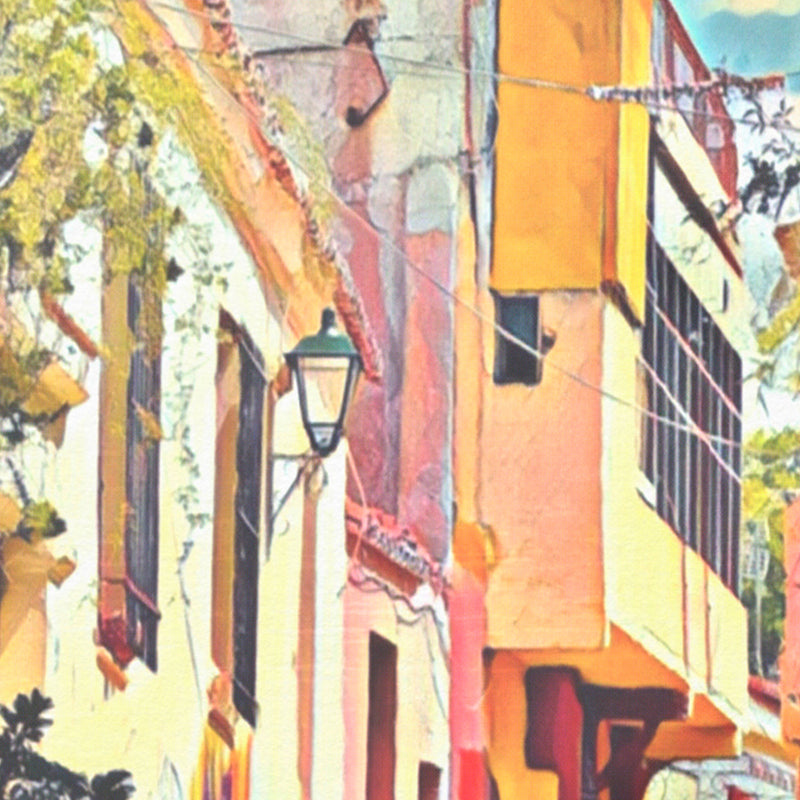 Additional detail showing textured brushwork, vibrant colors and Mediterranean wall textures