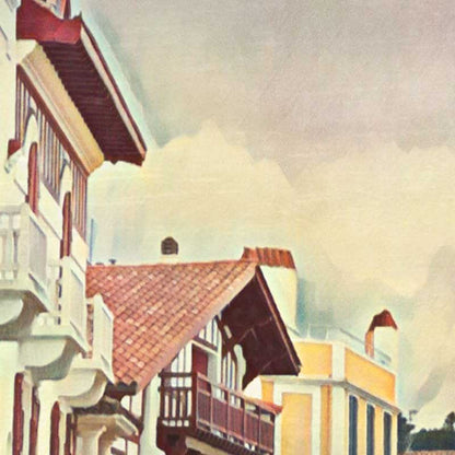 Alecse's 'Donibane Lohizune' poster, a vibrant representation of St Jean de Luz's historical architecture