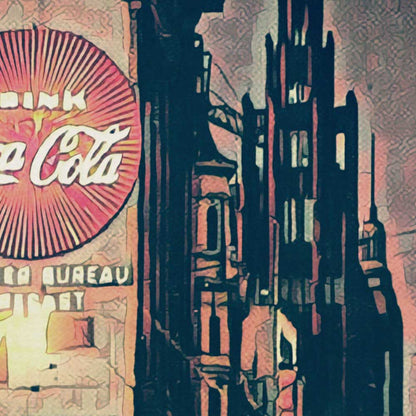 Detailed view of Swanston Street Melbourne Travel Poster highlighting Alecse’s soft focus artistic style