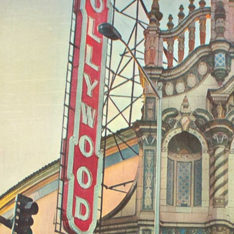 Details fo the Hollywood Theater sign in the Portland poster by Alecse