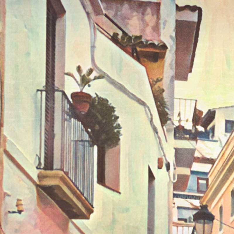 Details of a street in the Sitges poster by Alecse