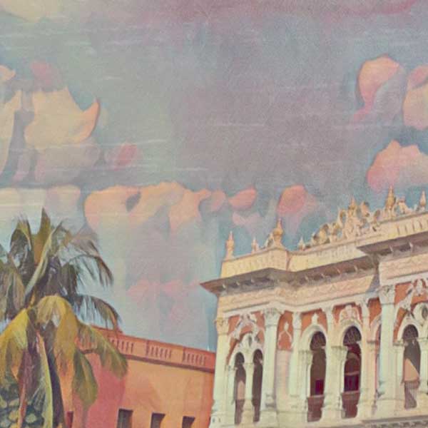 Close-up view of the Sonargaon poster highlighting Alecse’s soft-focus style and pastel tones
