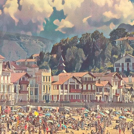 Detail of St Jean de Luz Pays Basque vintage travel poster
