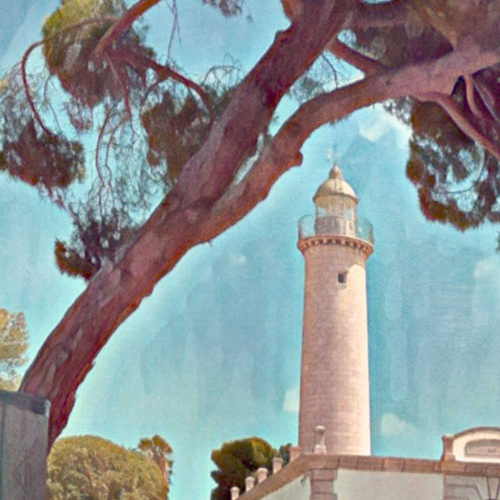 Close-up detail of the 'Lighthouse Serenity' Vilanova i la Geltru poster by Alecse™, showcasing its artistic intricacies.