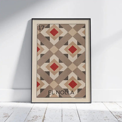 El Nolla Barcelona poster by Cha featuring a geometric Nolla mosaic pattern in a black frame