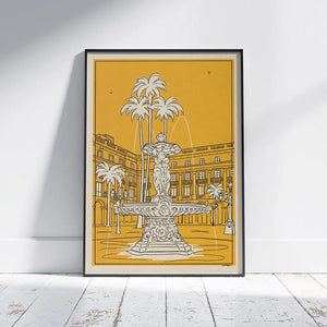 Framed Plaça Reial Barcelona poster – limited edition of 300 prints, retro travel wall art by Cha