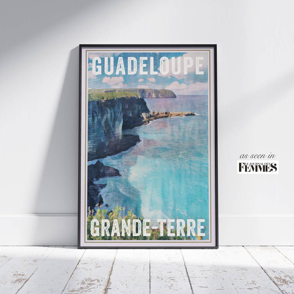 Affiche Guadeloupe Grande Terre, Affiche Vintage Voyage Caraïbes par Alecse