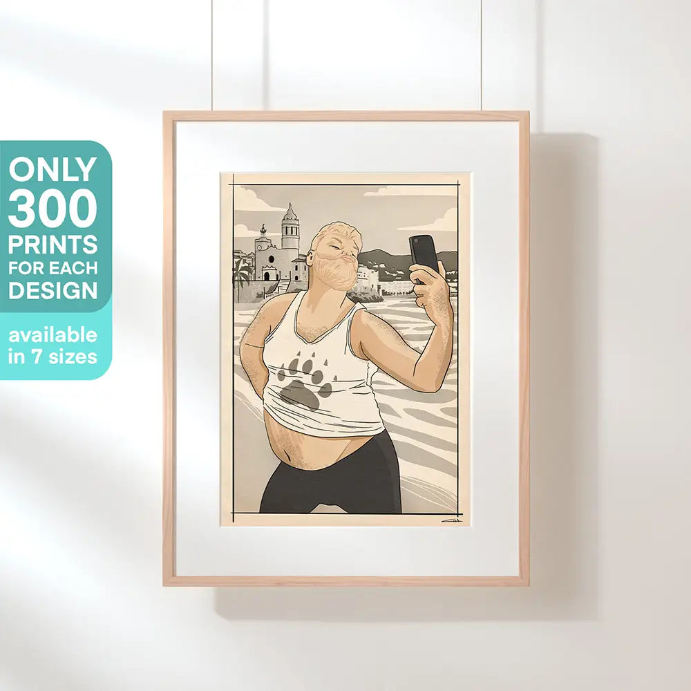 “Selfie” by Cha – limited edition comic pop art print from Soft Pop Studio™ shown framed, available in 7 sizes, 300 prints only