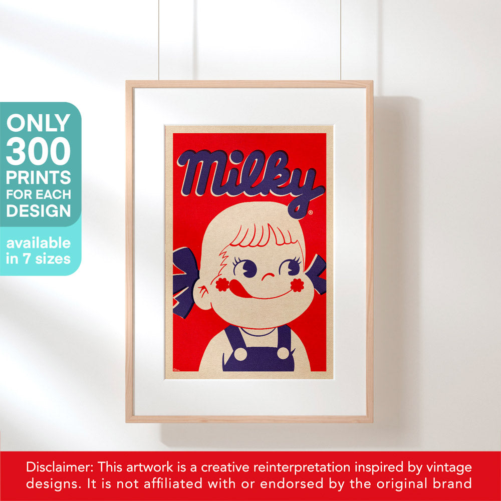 Vintage-inspired Milky Girl poster by artist Cha from the Vintage Exotics™ Collection, Japanese Pop Art style