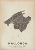 Vintage Mallorca Map Art Print by Cha, The Wanderer Maps™, limited edition monochrome