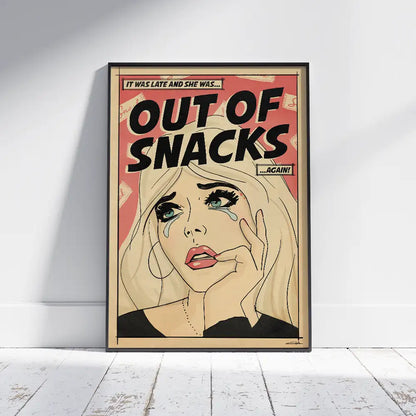 Framed Out of Snacks pop art wall print by Cha – limited edition retro comic-style poster
