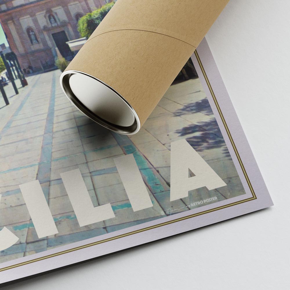 Museum-quality print of Alcamo Sicily vintage poster, carefully rolled in a protective tube for safe shipping