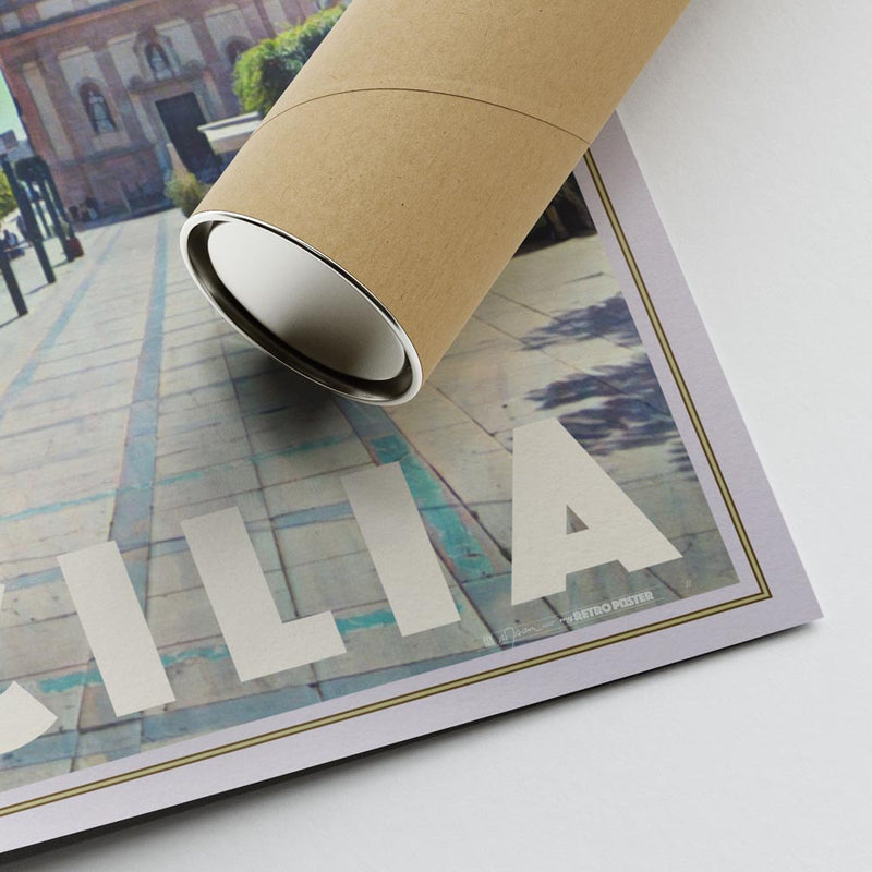 Museum-quality print of Alcamo Sicily vintage poster, carefully rolled in a protective tube for safe shipping