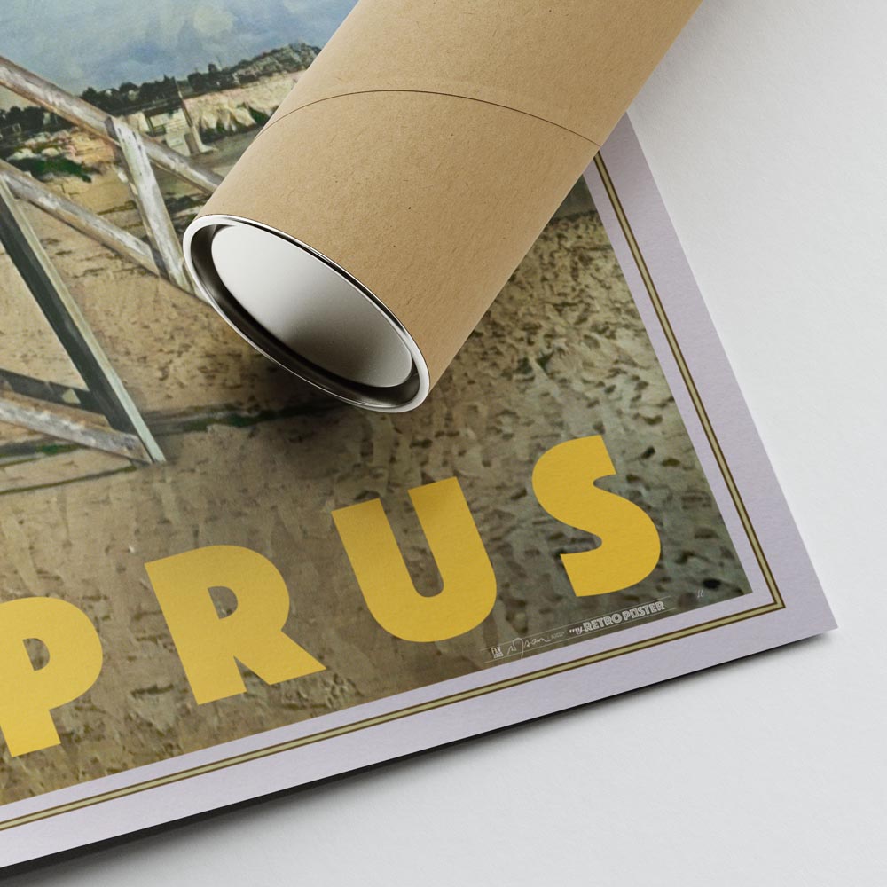 Bottom corner of the Ayia Napa poster, highlighting Alecse’s signature and the high-quality shipping tube