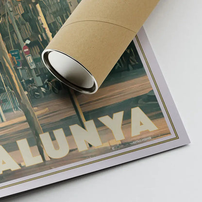 Limited edition Barcelona Catalunya travel poster rolled for shipping