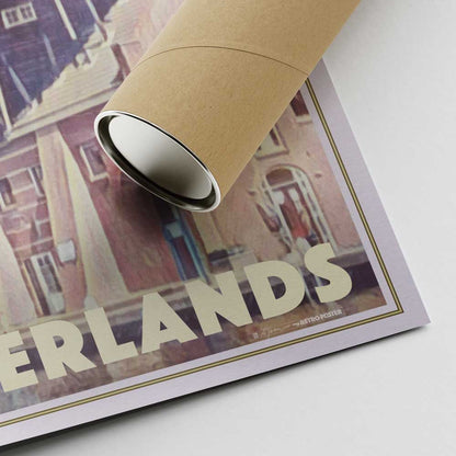 Alecse's signed Haarlem poster corner with the authenticity of a shipping tube, ready to deliver Dutch heritage worldwide