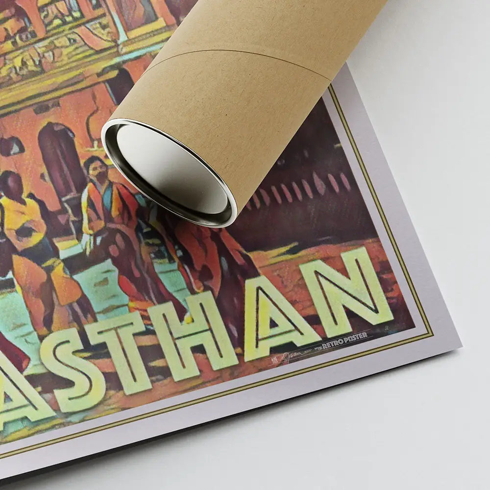 Limited edition Jaipur poster rolled for shipping – fine art travel print by Alecse