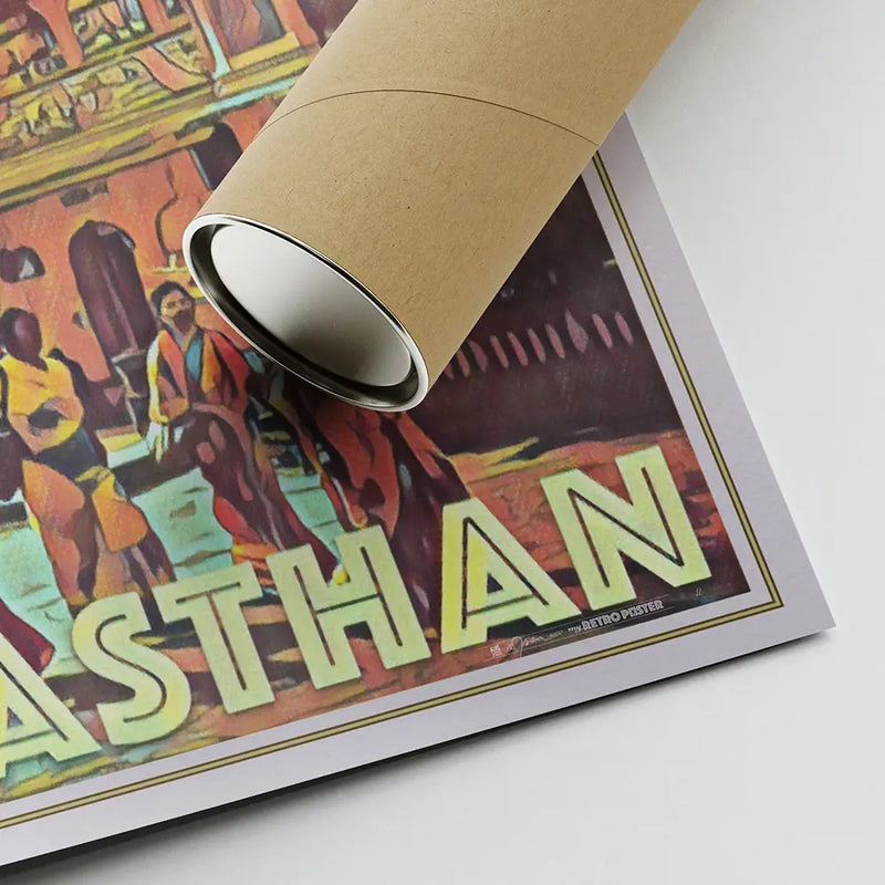 Limited edition Jaipur poster rolled for shipping – fine art travel print by Alecse