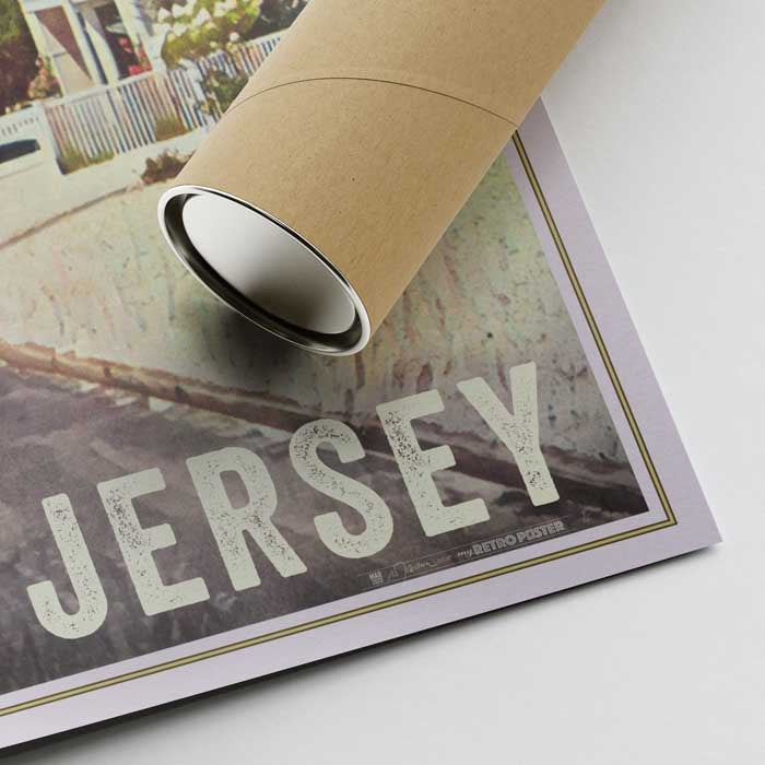 Corner of Long Beach Island New Jersey poster with Alecse’s signature and kraft tube – collectible vintage art print