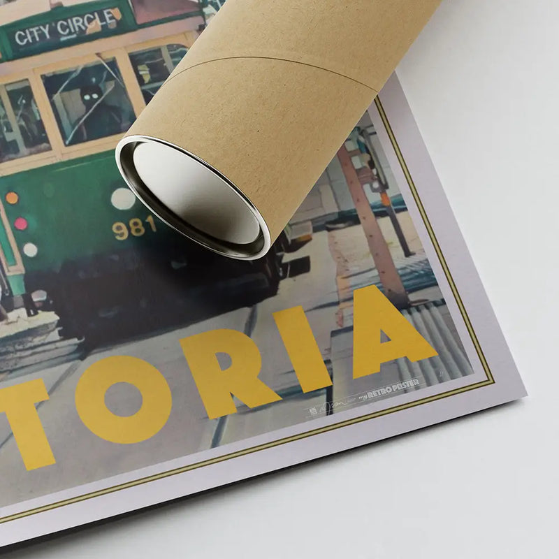 Limited edition Melbourne City Circle tram poster by Alecse, only 300 copies worldwide, vintage-inspired wall art print