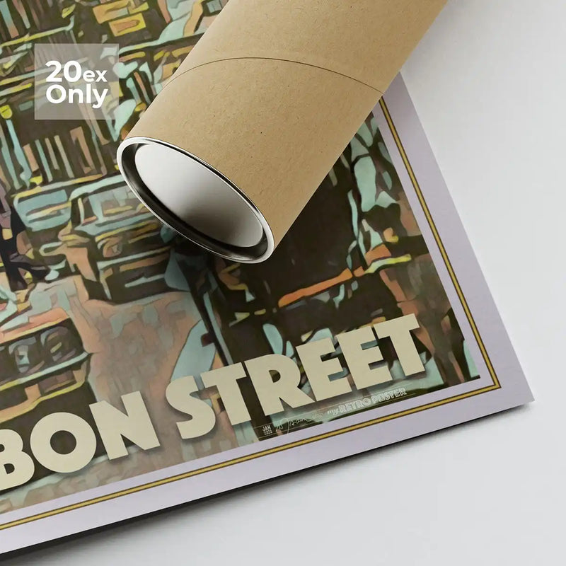 Rolled New Orleans art print showing Alecse’s signature and vintage border.