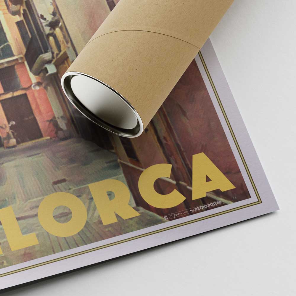 Lower right corner of the Valero print with Alecse’s signature, displayed alongside a cardboard shipping tube