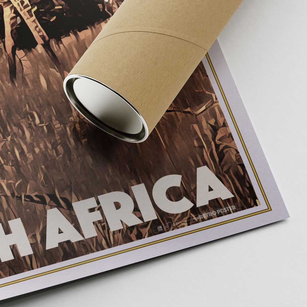 Corner of Alecse's Kruger Park Giraffe poster, with signature and protective shipping tube