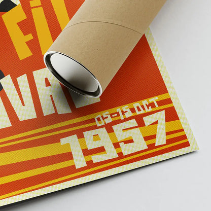 Corner of the 1957 Sitges Fantastic Film Festival poster with shipping tube