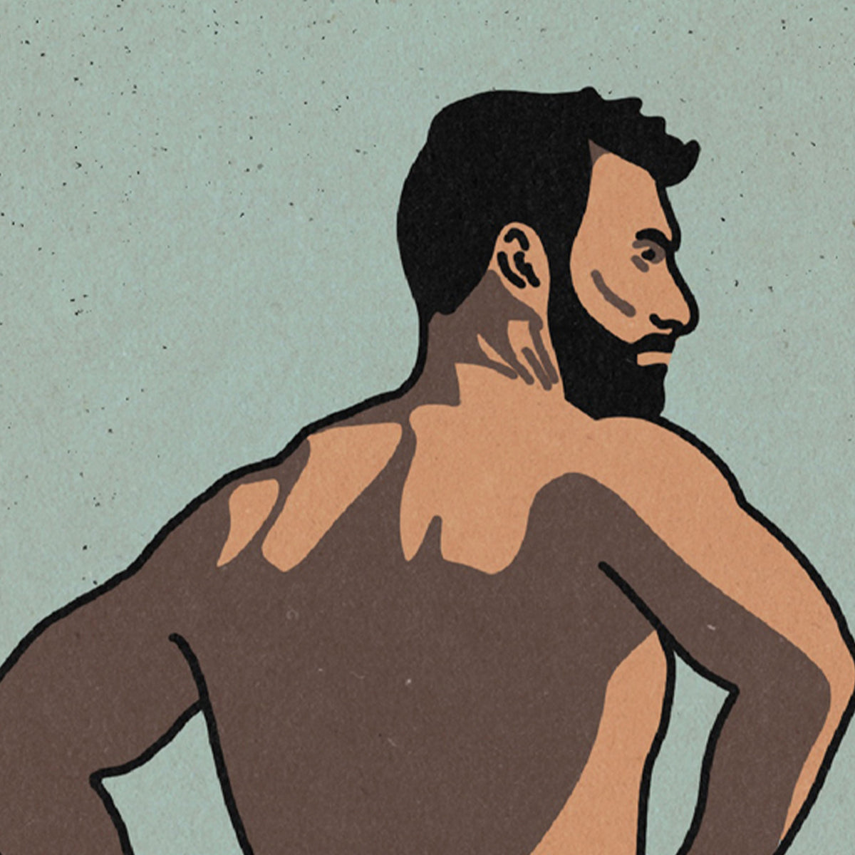 Detailed view of the El Catrín poster, showcasing bold linework, rich colors, and minimalist beach aesthetics.