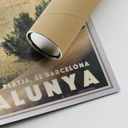 Barceloneta Beach Barcelona poster with eco friendly shipping tube and fine art print detail, limited edition artwork