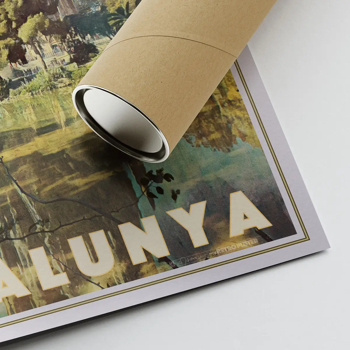 Sagrada Familia Barcelona poster with eco friendly shipping tube and fine art print detail, limited edition artwork