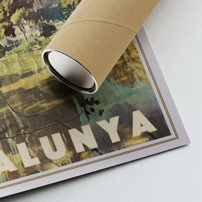 Sagrada Familia Barcelona poster with eco friendly shipping tube and fine art print detail, limited edition artwork
