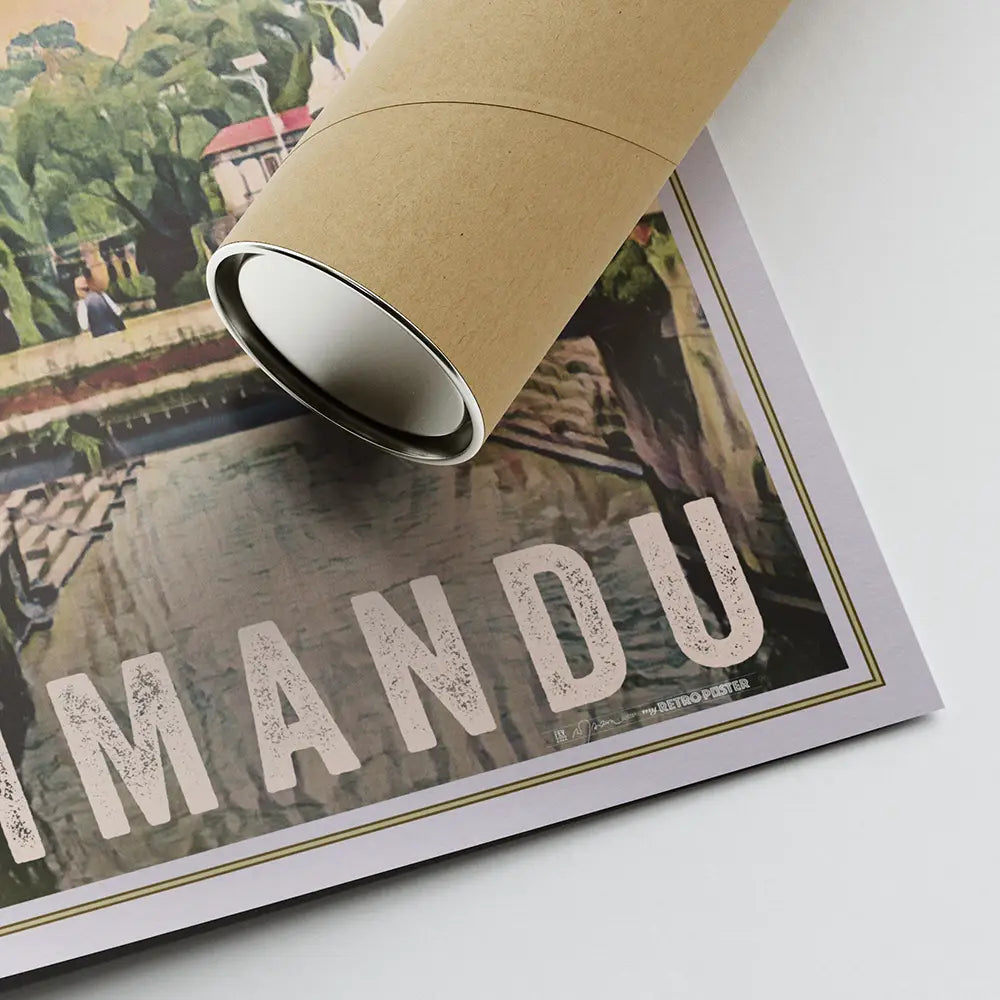 Kathmandu Bridge poster rolled and shipped in eco-friendly reinforced tube