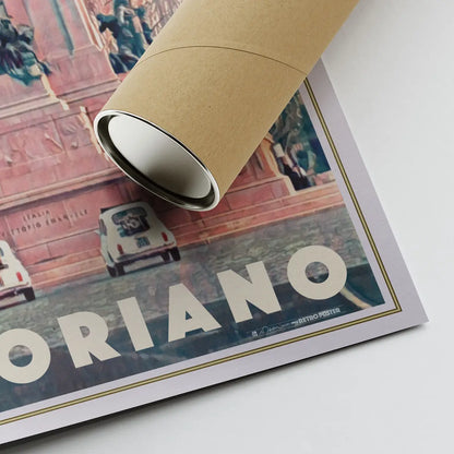 Close-up of the Rome Vittoriano art print showing Alecse’s signature, premium matte paper, print detail and protective shipping tube.