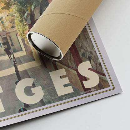 Sant Isidre Sitges poster with eco friendly shipping tube and fine art print detail, limited edition artwork