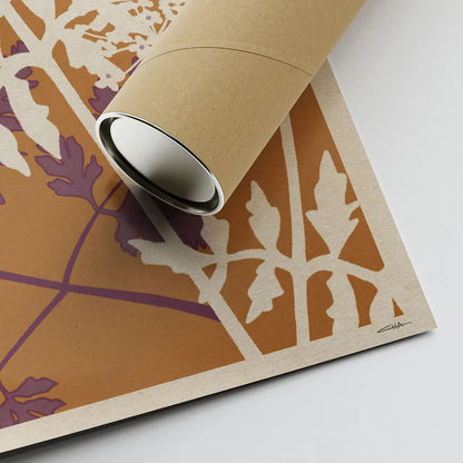 hemlock poster conium maculatum close up showing artist signature and eco friendly shipping tube on textured fine art paper