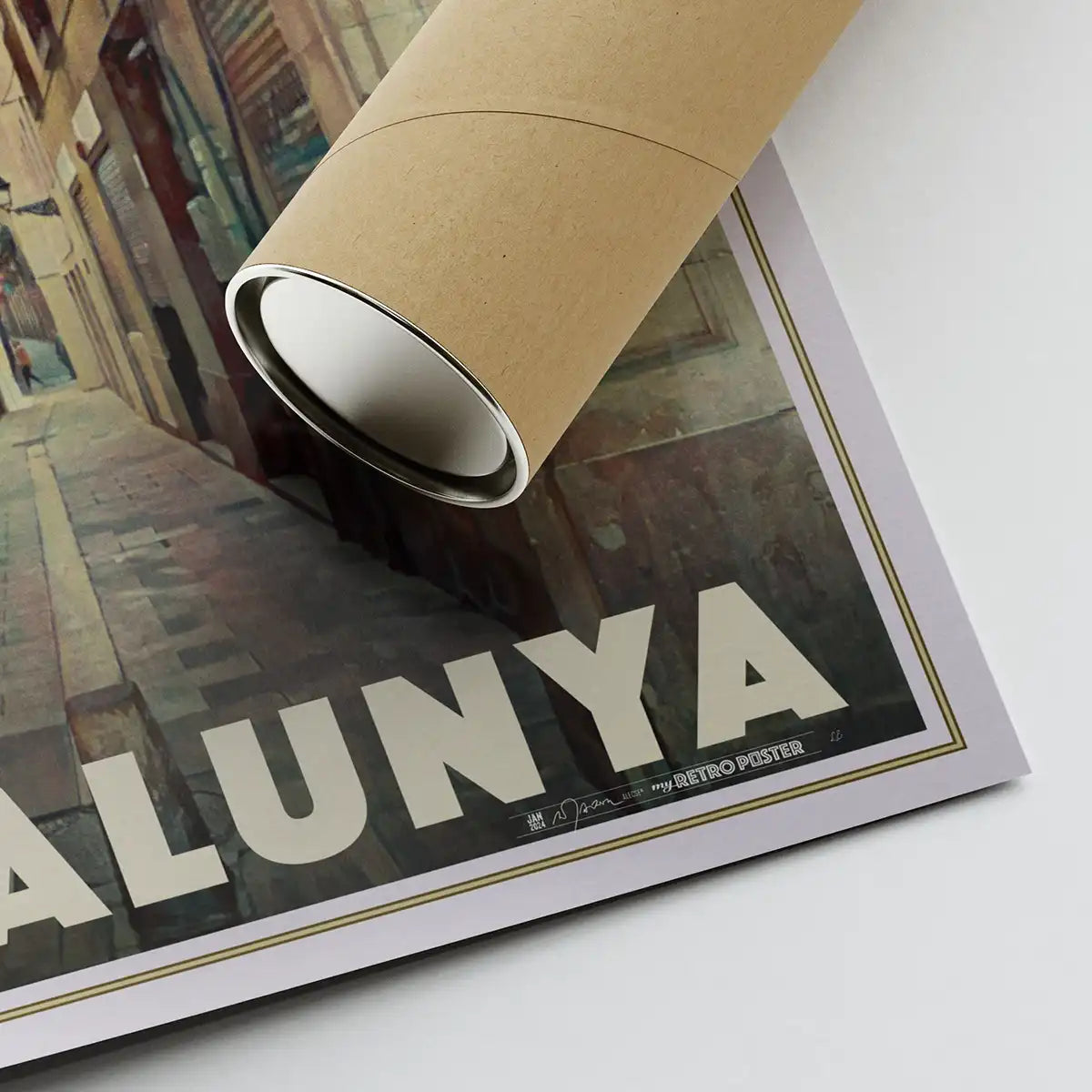 Barcelona Gothic Quarter poster shipped rolled in a protective kraft tube