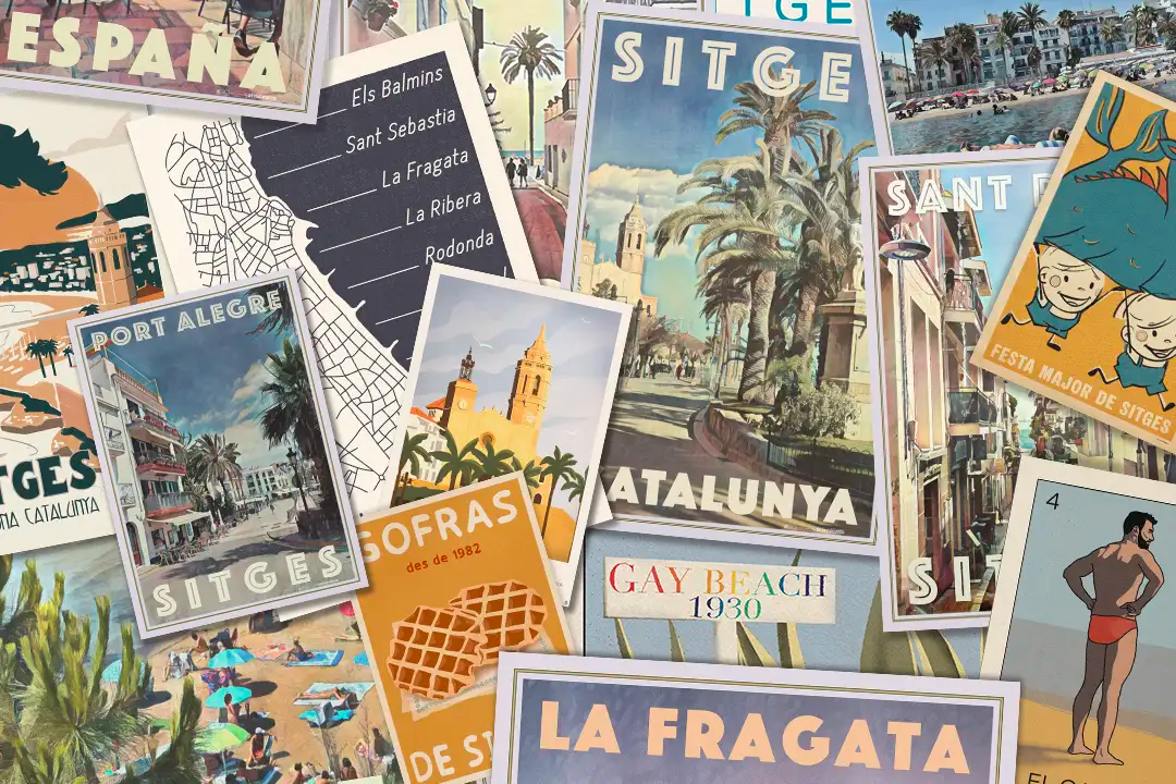 Collage of Sitges Retro Posters by Alecse and Cha