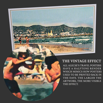 Close-up detail of vintage halftone texture on Sitges Summer Memories collector poster by Alecse